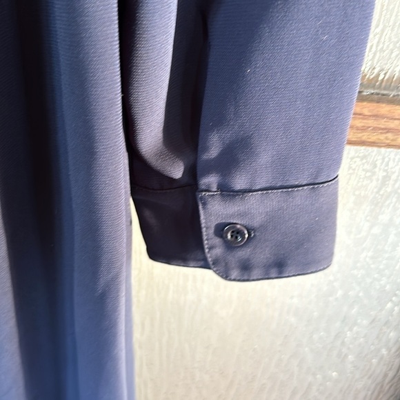 Rokh One Shoulder Knot Dress Women's 36 Navy Blue Crepe Midi Ruffle US size 6. - Picture 11 of 12